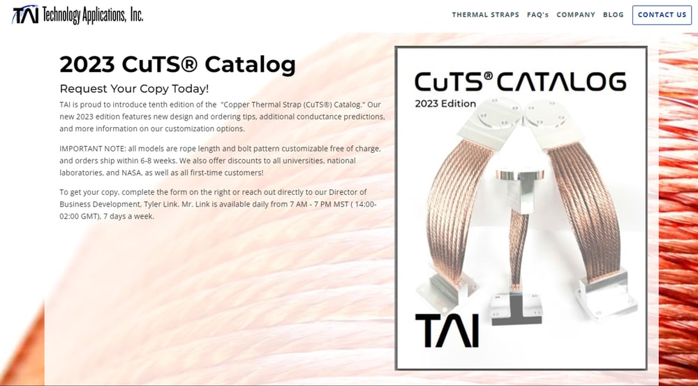 2023 Copper Thermal Straps Catalog