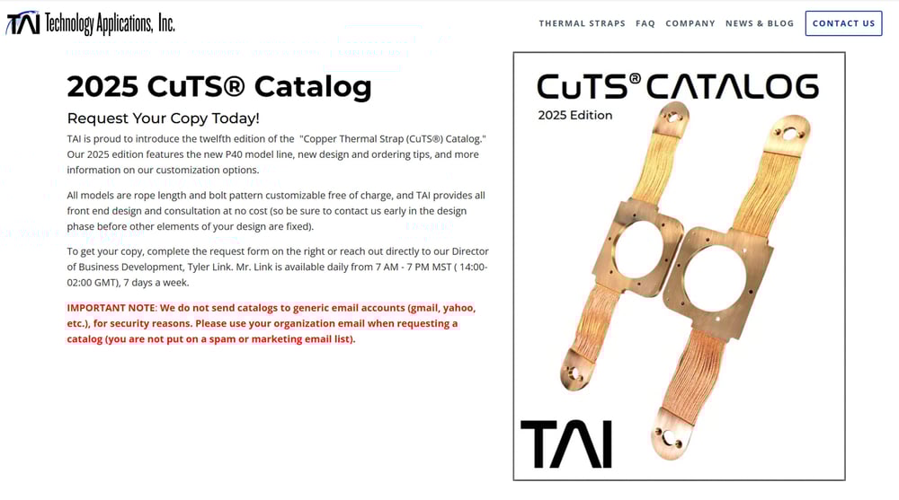 2025 Copper Thermal Strap Catalog